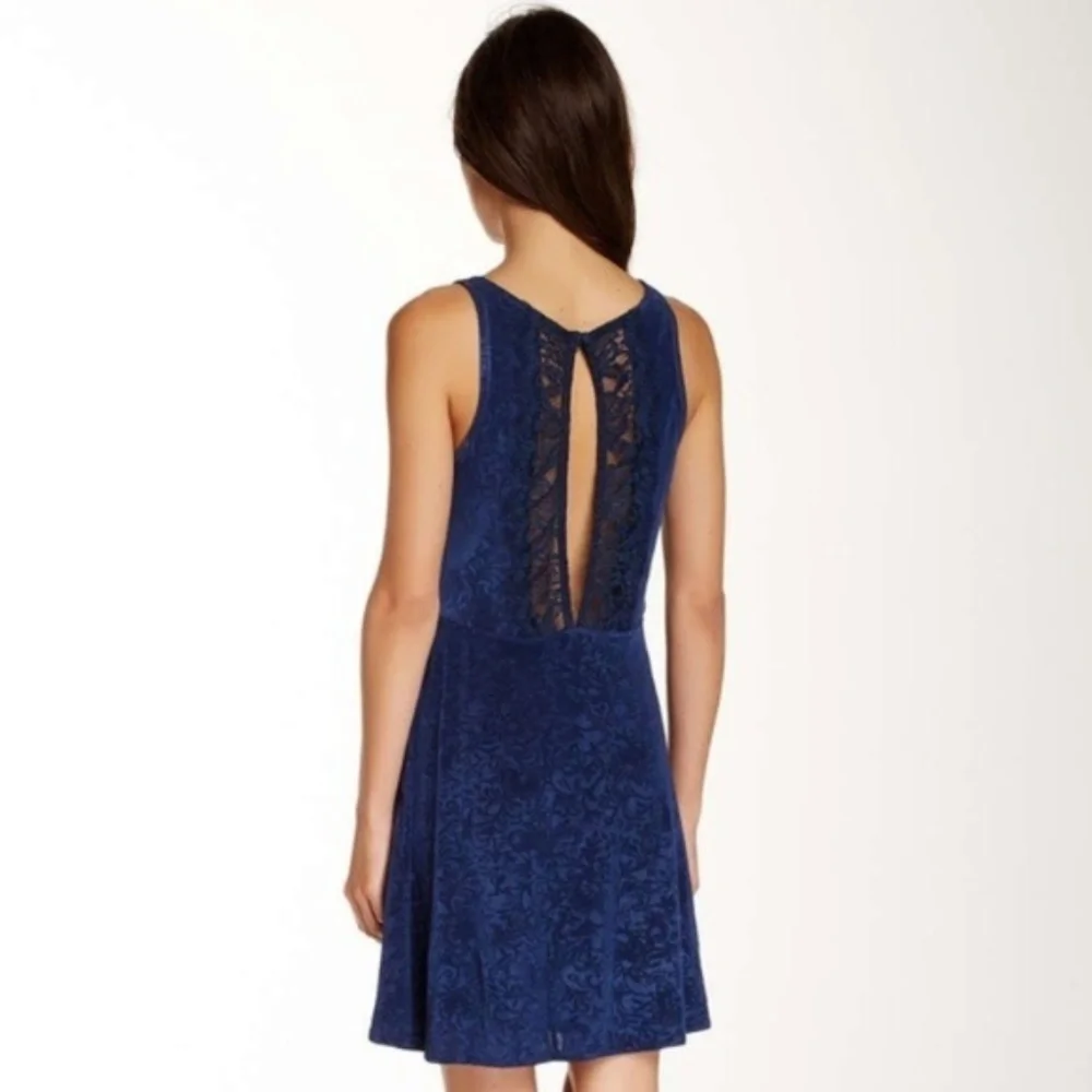 Free People Dress Navy Jacquard Lady Jane Sz M